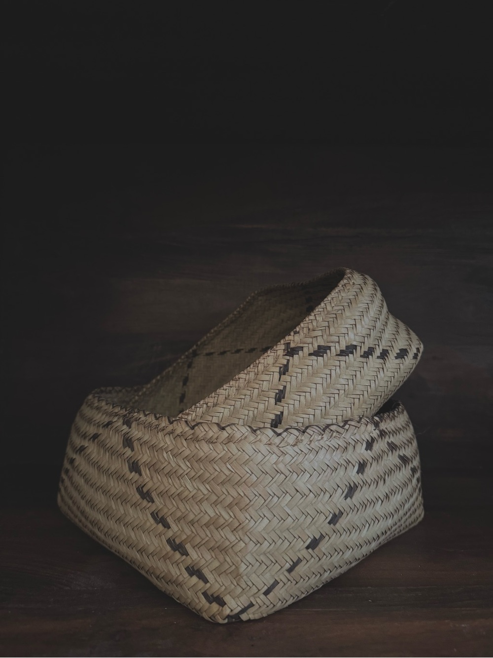 Handwoven Nesting Basket Set 2 Natural Fiber Storage Square Woven